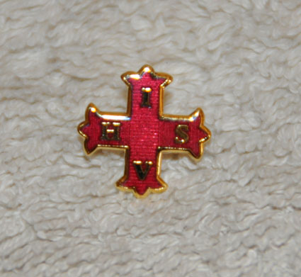 Red Cross of Constantine Gold Plated Lapel Pin - Click Image to Close
